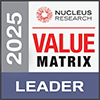 Nucleaus award badge for Leader in SMB HCM Value Matrix 2025 Evaluation
