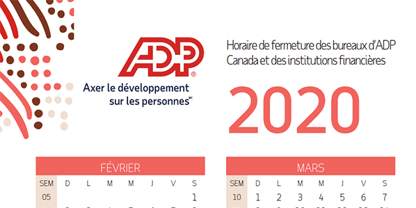 Calendrier de paie 2020