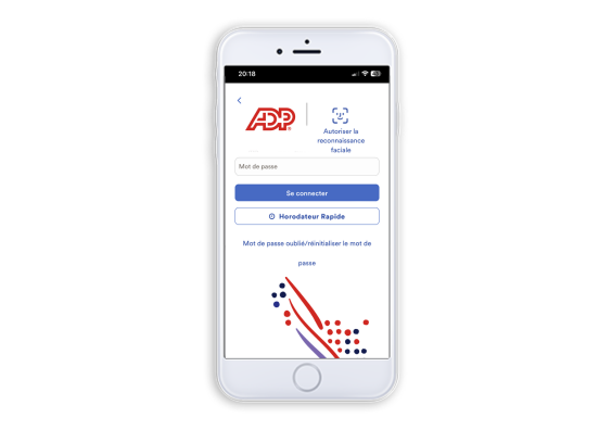Écran de connexion à l'application ADP Solutions mobiles pour saisir le mot de passe