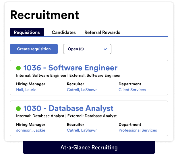 ADP Workforce Recruitment dashboard sample