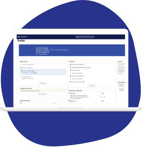 ADP Workforce Now HR Management profile dashboard