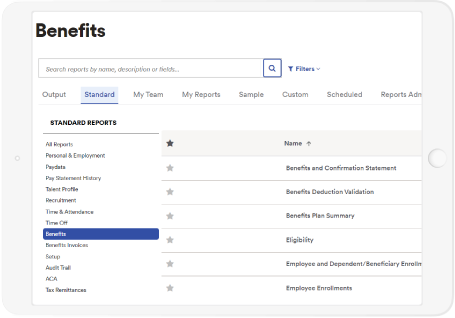 ADP Workforce Now Benefits analytics Dashboard