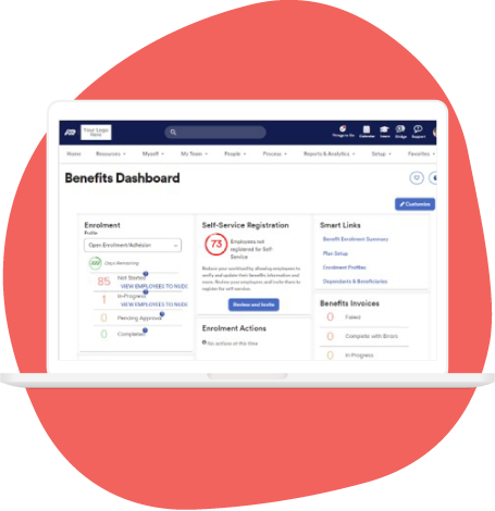 ADP Workforce Now Benefits dashboard